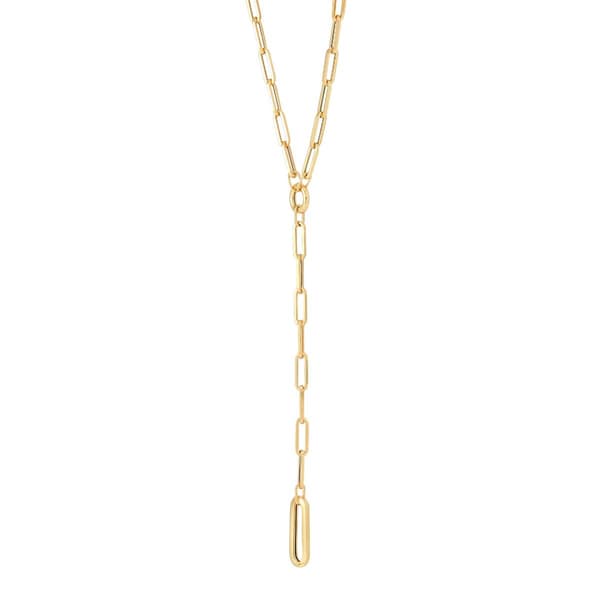 Gold Classics™ 14kt. Yellow Gold Oval Paperclip Lariat Necklace