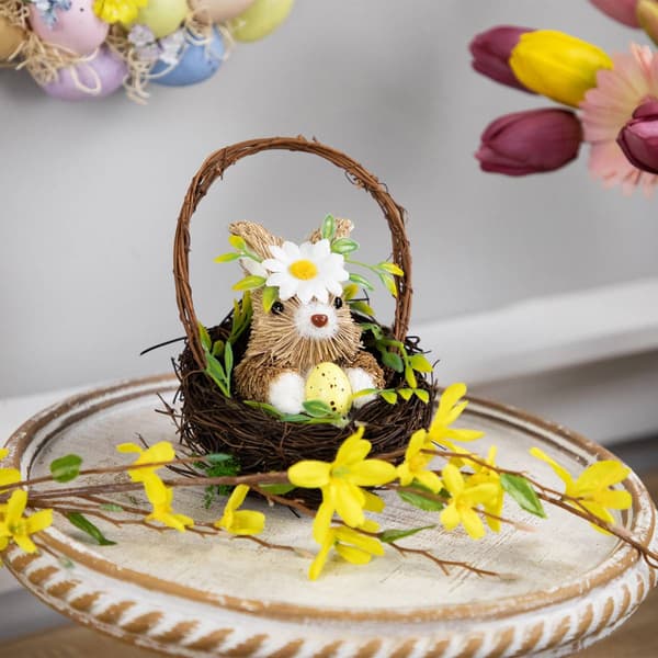 Northlight Seasonal Twig Basket with Rabbit Easter D&#233;cor