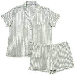 Womens Nicole Miller Short Sleeve Stripe Shorty Pajama Set