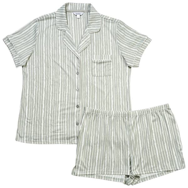Womens Nicole Miller Short Sleeve Stripe Shorty Pajama Set