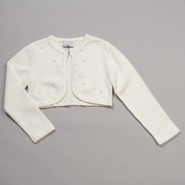 Girls (4-6x) Rare Editions Long Sleeve Faux Pearl Cardigan - image 