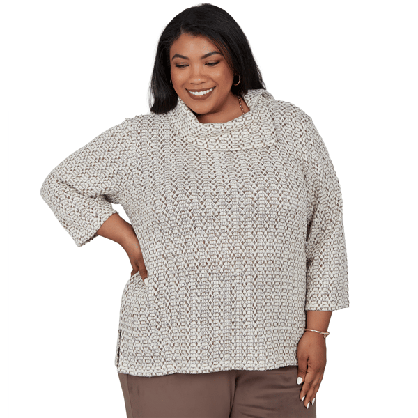 Plus Size Alfred Dunner Luxe Be A Lady Cowl Neck Sweater - image 