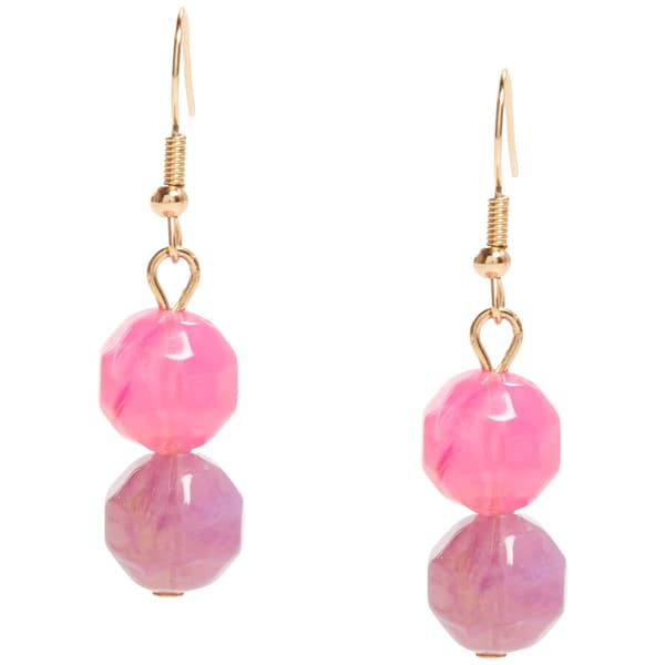 Ashley Cooper(tm) Gold-Tone Pink Bead Drop Earrings - image 