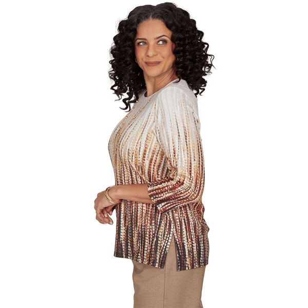 Womens Alfred Dunner Union Square 3/4 Sleeve Ombre Blouse