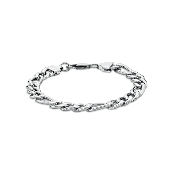 Mens Lynx Stainless Steel Figaro Chain Necklace & Bracelet Set