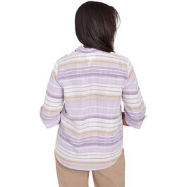 Petite Alfred Dunner Charm School Woven Stripe Shirt