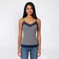 Juniors Pink Rose Rib Lace Trim Long Camisole w/ Stripes - image 1