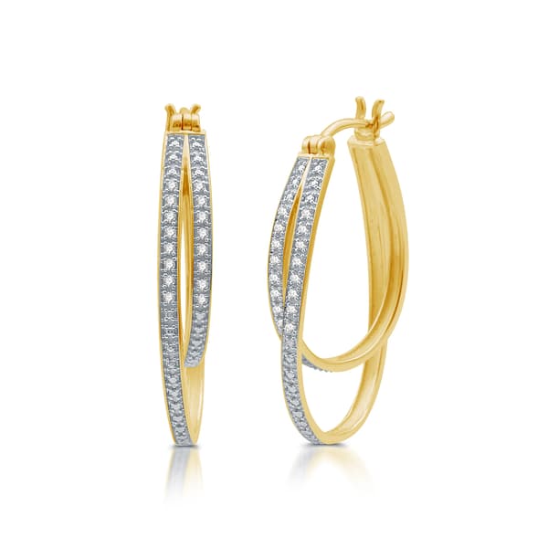 Diamond Classics&#8482; 1/10ctw. Diamond Gold & Silver Hoop Earrings