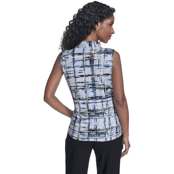 Womens Calvin Klein Sleeveless V Neck Geometric Abstract Blouse