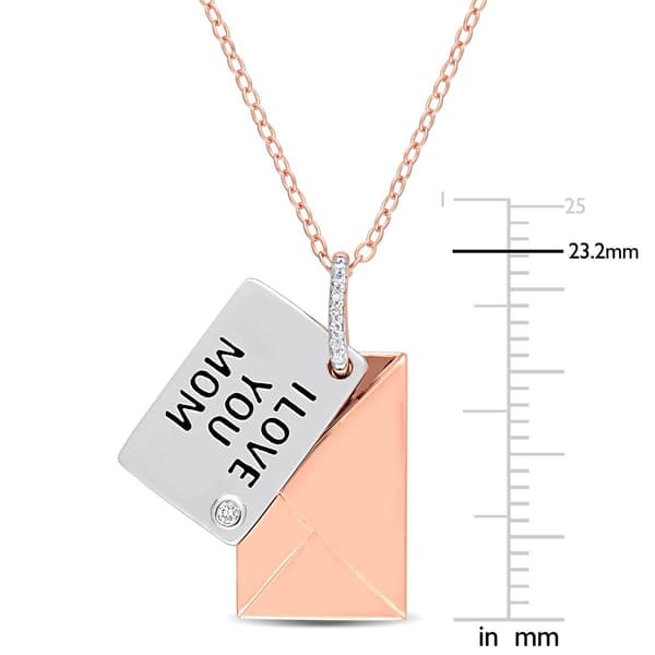 Sophia B White Pink Silver 0.04ct. Diamond Accent Message Pendant