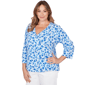 Plus Size Hearts of Palm Embraceable Blue Floral Surplice Blouse - image 3