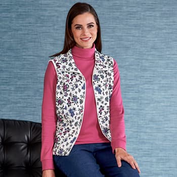 Plus Size Hasting & Smith Quilted Floral Printed Vest - Boscov's