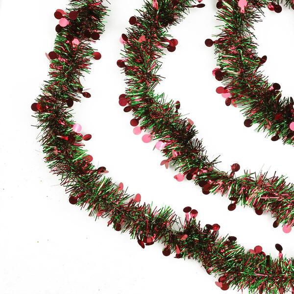 Northlight 50ft. Red And Green With Polka Dots Tinsel Garland - image 