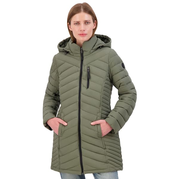 Womens Nautica 3/4 Stretch Puffer Walker w/Chest Zip