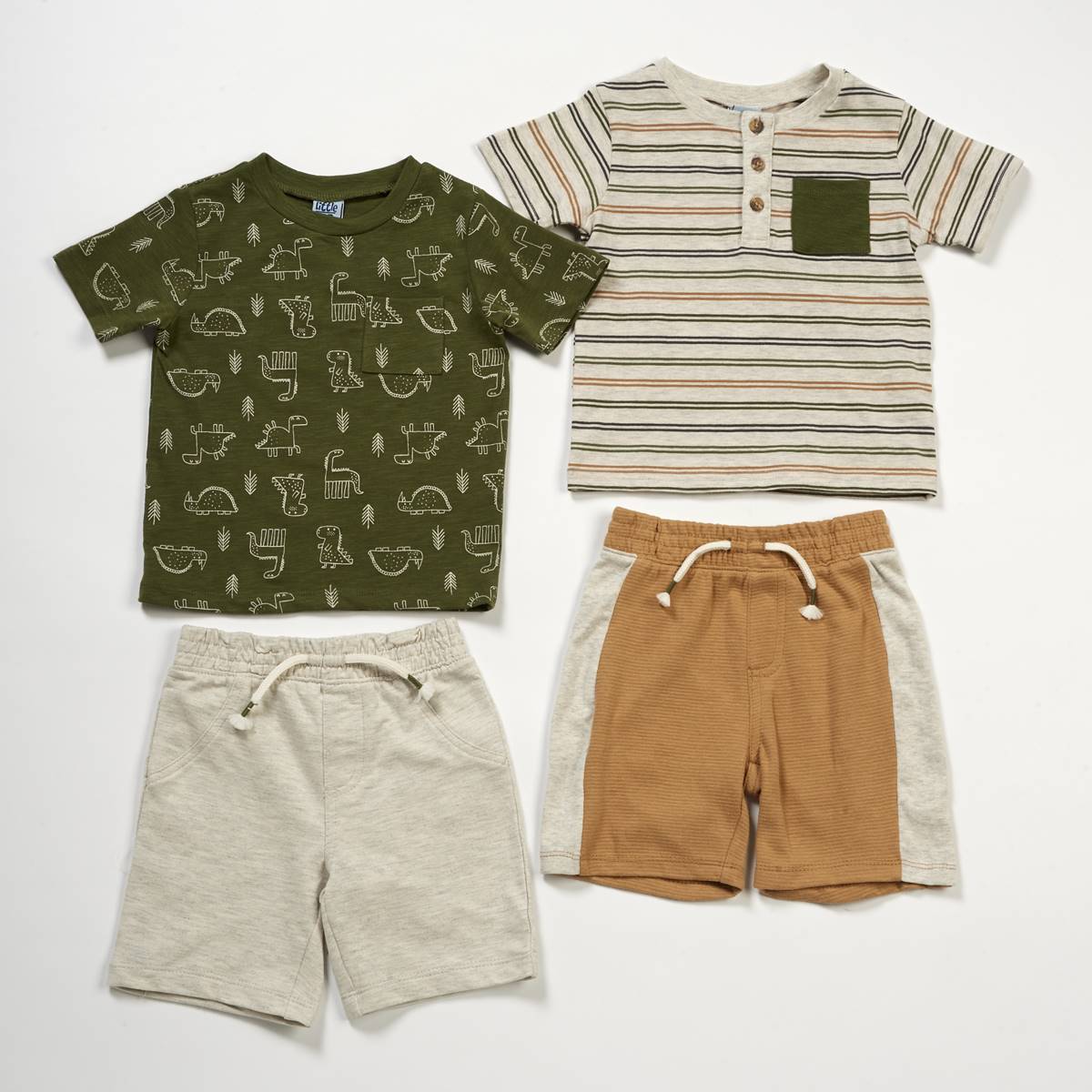 Toddler Boy Little Lad&#40;R&#41; 4pc. Striped Dino Mix & Match Shorts Set