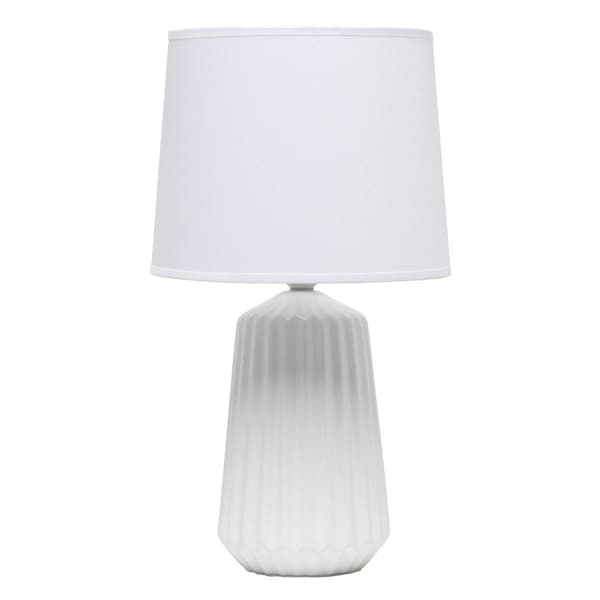 Simple Designs Off White Ceramic Pleated Base Table Lamp w/Shade