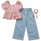 Girls &#40;4-6x&#41; BTween&#174; Puff Sleeve Top/ Wide Leg Chambray Pants Set - image 2