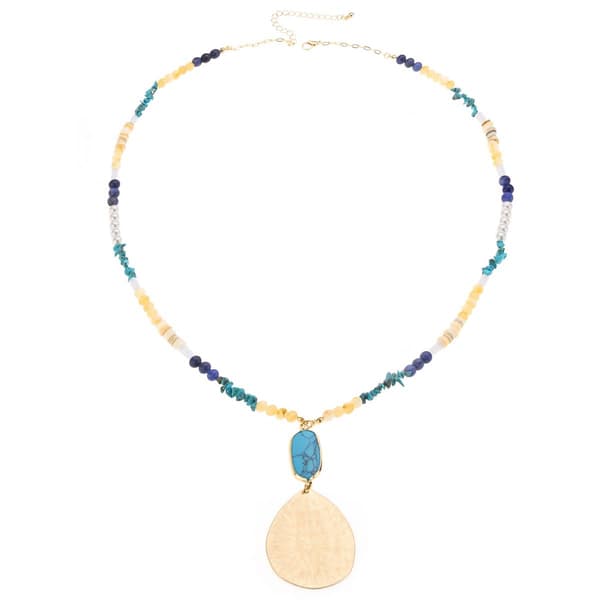 Ashley Cooper(tm) Gold-Tone Turquoise Beaded Teardrop Pendant - image 