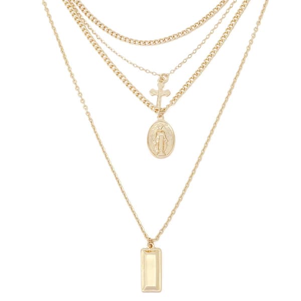 Steve Madden Cross Charm Layered Necklace