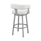 Armen Living Lorin 26in. White Faux Leather Swivel Barstool - image 3