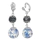 1928 Silver Tone Dark Blue & Blue Willow Beaded Clip Earrings - image 1