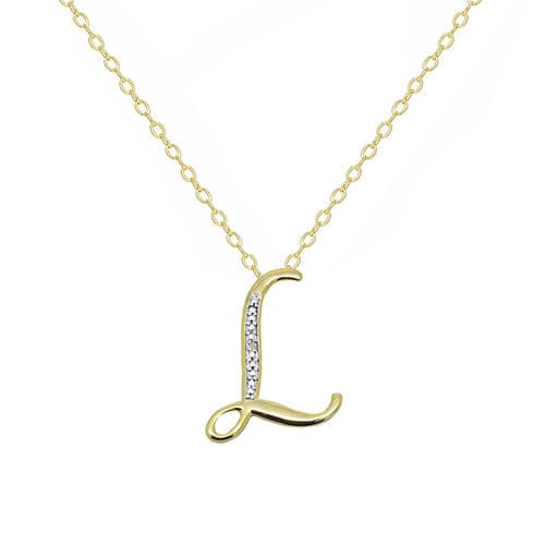 Accents by Gianni Argento Diamond Accent L Initial Necklace