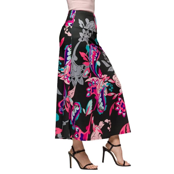 Womens 24/7 Comfort Apparel Black Paisley A Line Maxi Skirt