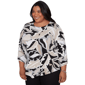 Plus Size Alfred Dunner Detail Driven 3/4 Sleeve Palm Leaf Blouse - image 3