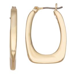 Napier Gold-Tone Tailored Oval Click-Top Hoop Earrings