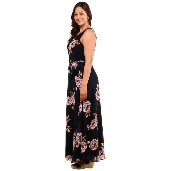 Womens NY Collection Sleeveless Print Chiffon Midi Dress