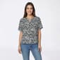 Womens Napa Valley Short Sleeve Abstract Floral Henley Blouse - image 1