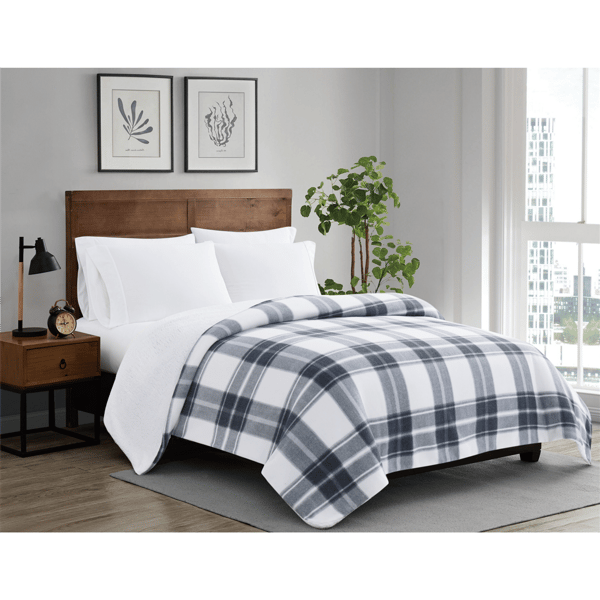 Cannon Cozy Teddy Plaid Blanket - image 