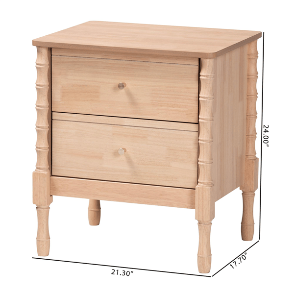 Baxton Studio Laurent Nightstand 2-Drawer Bedside Table
