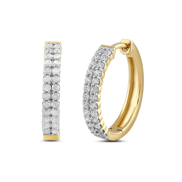 Yellow Gold Over Silver 1/2cttw. Lab Grown Diamond Hoop Earrings - image 