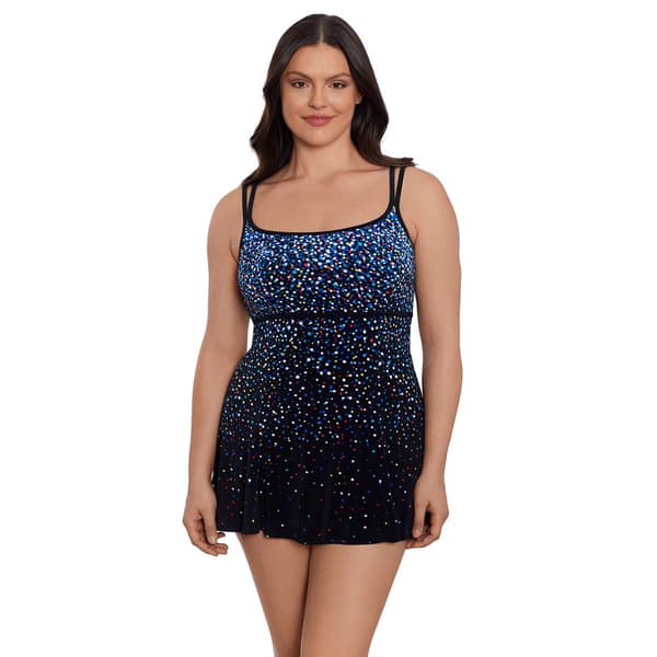 Womens Great Lengths Rainbow Sprinkle Princess Seam Swimdress