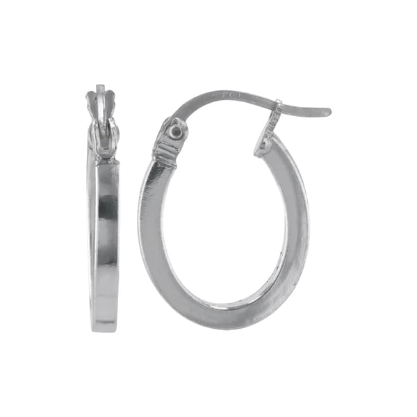 Square Tube Oval Polished Sterling Silver Hoop Earrings - image 