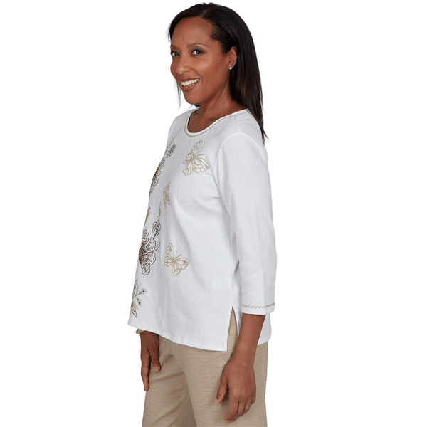 Womens Alfred Dunner Travel Advisory Floral Butterfly Blouse