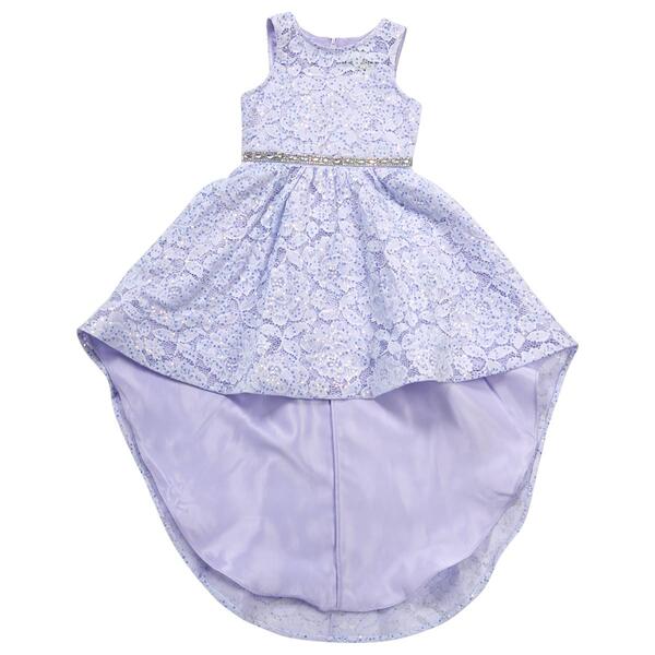 Girls &#40;7-16&#41; Rare Editions Sequin Lace Illusion High Low Dress - image 