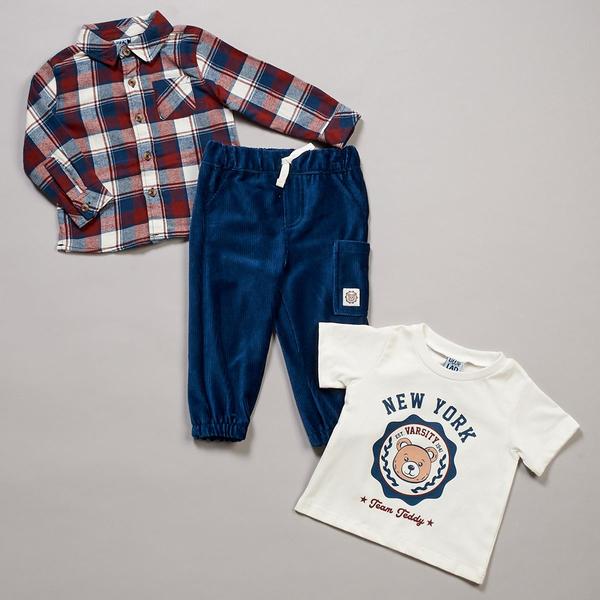 Baby Boy (12-24M) Little Lad 3pc. Tee, Flannel, Knit Corduroy Set - image 