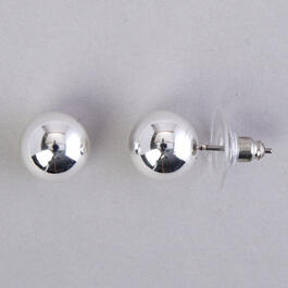 Chaps Silver-Tone Ball Earrings