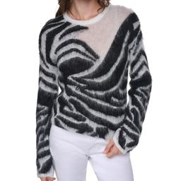 Womens DKNY Long Sleeve Brushed Abstract Zebra Sweater