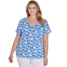 Plus Size Hearts of Palm Feeling Just Lime Scratched Floral Top