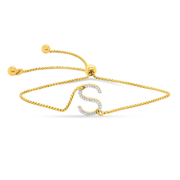 Nova Star&#40;R&#41; Lab Grown Diamond Initial S Gold Plated Bolo Bracelet - image 