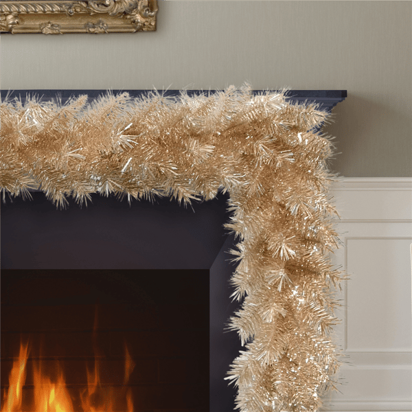 Puleo International 9ft. Rose Gold Round Valley Pine Garland