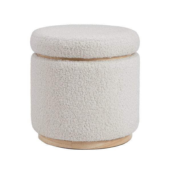 Linon Home Decor Blanche Storage Natural Sherpa Ottoman - image 
