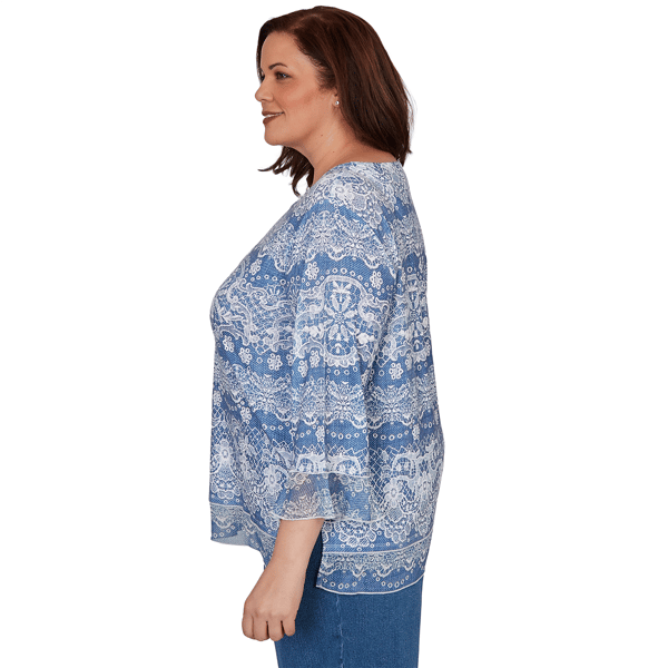 Plus Size Alfred Dunner Camden Market Embroidered Lace Blouse