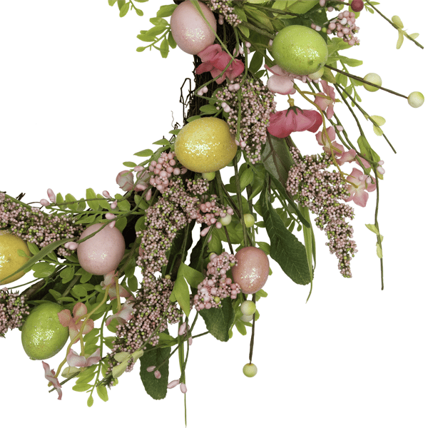 Northlight 20in. Glittered Eggs Hibiscus & Berries Easter Wreath