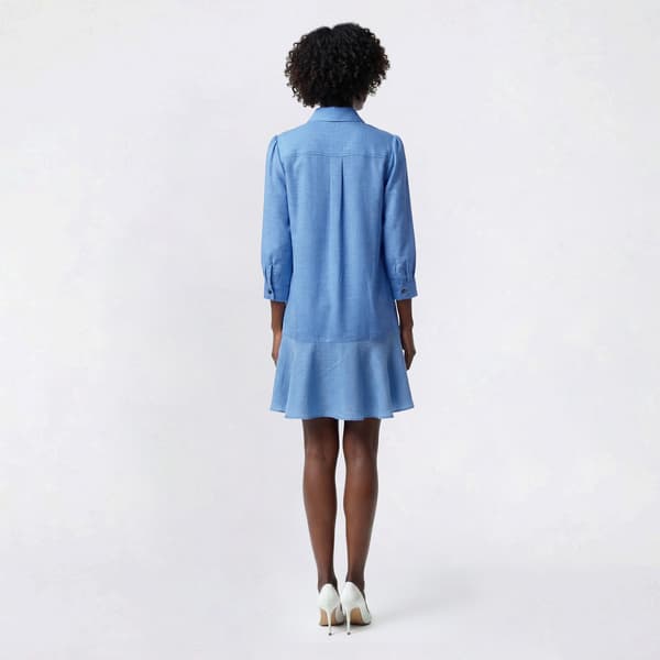 Womens Emma & Michele Long Sleeve Solid Ruffle Hem Shift Dress