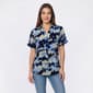 Womens Anne Klein Short Sleeve Button Front Abstract Blouse - image 1