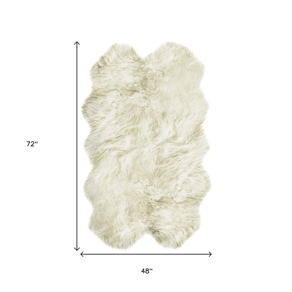 HomeRoots Natural Genuine Sheepskin Handmade Area Rug